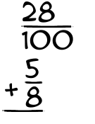 What is 28/100 + 5/8?