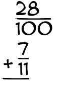 What is 28/100 + 7/11?