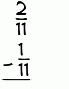 What is 2/11 - 1/11?