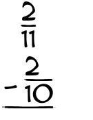 What is 2/11 - 2/10?