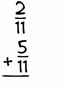 What is 2/11 + 5/11?