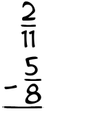 What is 2/11 - 5/8?