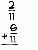 What is 2/11 + 6/11?