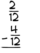 What is 2/12 - 4/12?