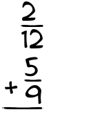 What is 2/12 + 5/9?