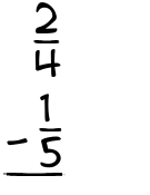 What is 2/4 - 1/5?