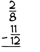 What is 2/8 - 11/12?