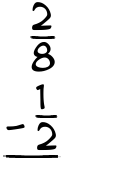 What is 2/8 - 1/2?