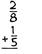 What is 2/8 + 1/5?