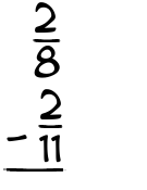 What is 2/8 - 2/11?