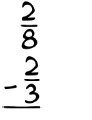 What is 2/8 - 2/3?