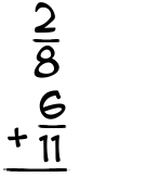 What is 2/8 + 6/11?