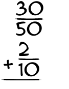 What is 30/50 + 2/10?