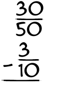 What is 30/50 - 3/10?