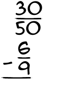 What is 30/50 - 6/9?