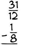 What is 31/12 - 1/8?