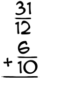 What is 31/12 + 6/10?