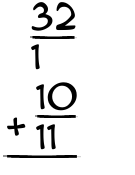 What is 32/1 + 10/11?