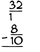 What is 32/1 - 8/10?