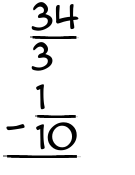What is 34/3 - 1/10?