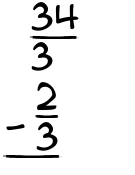 What is 34/3 - 2/3?