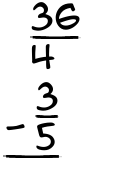 What is 36/4 - 3/5?