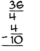 What is 36/4 - 4/10?