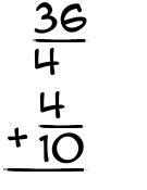 What is 36/4 + 4/10?
