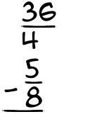 What is 36/4 - 5/8?