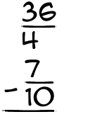 What is 36/4 - 7/10?