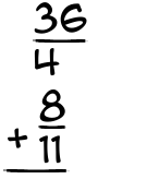 What is 36/4 + 8/11?