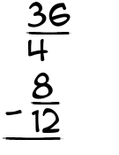 What is 36/4 - 8/12?