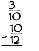 What is 3/10 - 10/12?