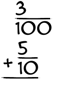 What is 3/100 + 5/10?