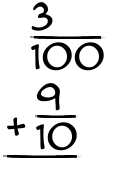 What is 3/100 + 9/10?