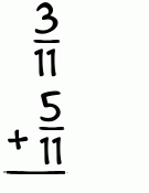 What is 3/11 + 5/11?