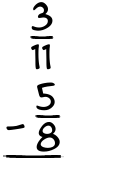 What is 3/11 - 5/8?