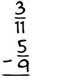 What is 3/11 - 5/9?