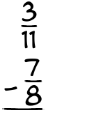 What is 3/11 - 7/8?