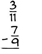 What is 3/11 - 7/9?