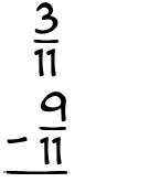 What is 3/11 - 9/11?