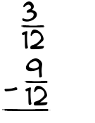 What is 3/12 - 9/12?