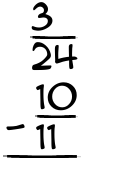 What is 3/24 - 10/11?