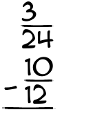 What is 3/24 - 10/12?