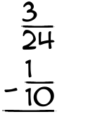 What is 3/24 - 1/10?