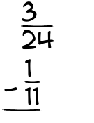 What is 3/24 - 1/11?
