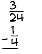 What is 3/24 - 1/4?