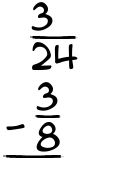 What is 3/24 - 3/8?