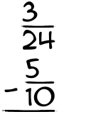 What is 3/24 - 5/10?
