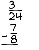 What is 3/24 - 7/8?